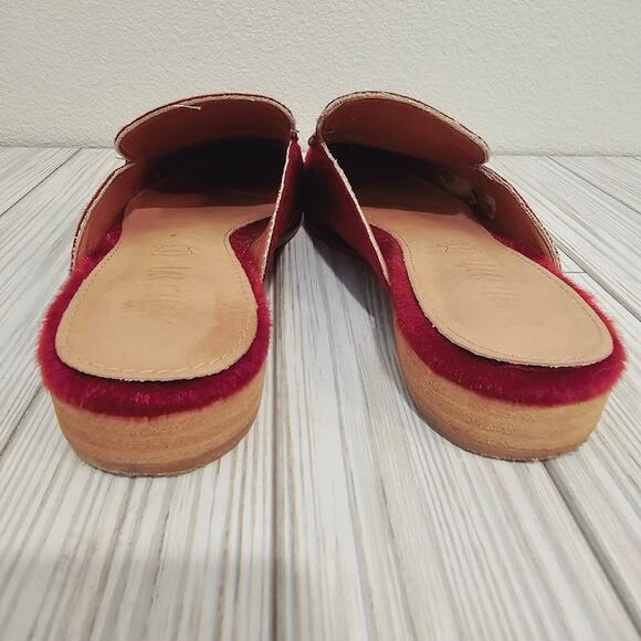 Mi.iM Mule Slide Shoes Burgundy Maroon Faux Calf Hair Pointed Toe- Women's 6.5 - Picture 2 of 6